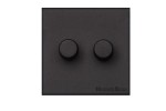 M Marcus Heritage Brass Windsor Range 2 Gang Trailing Edge LED Dimmer Switch